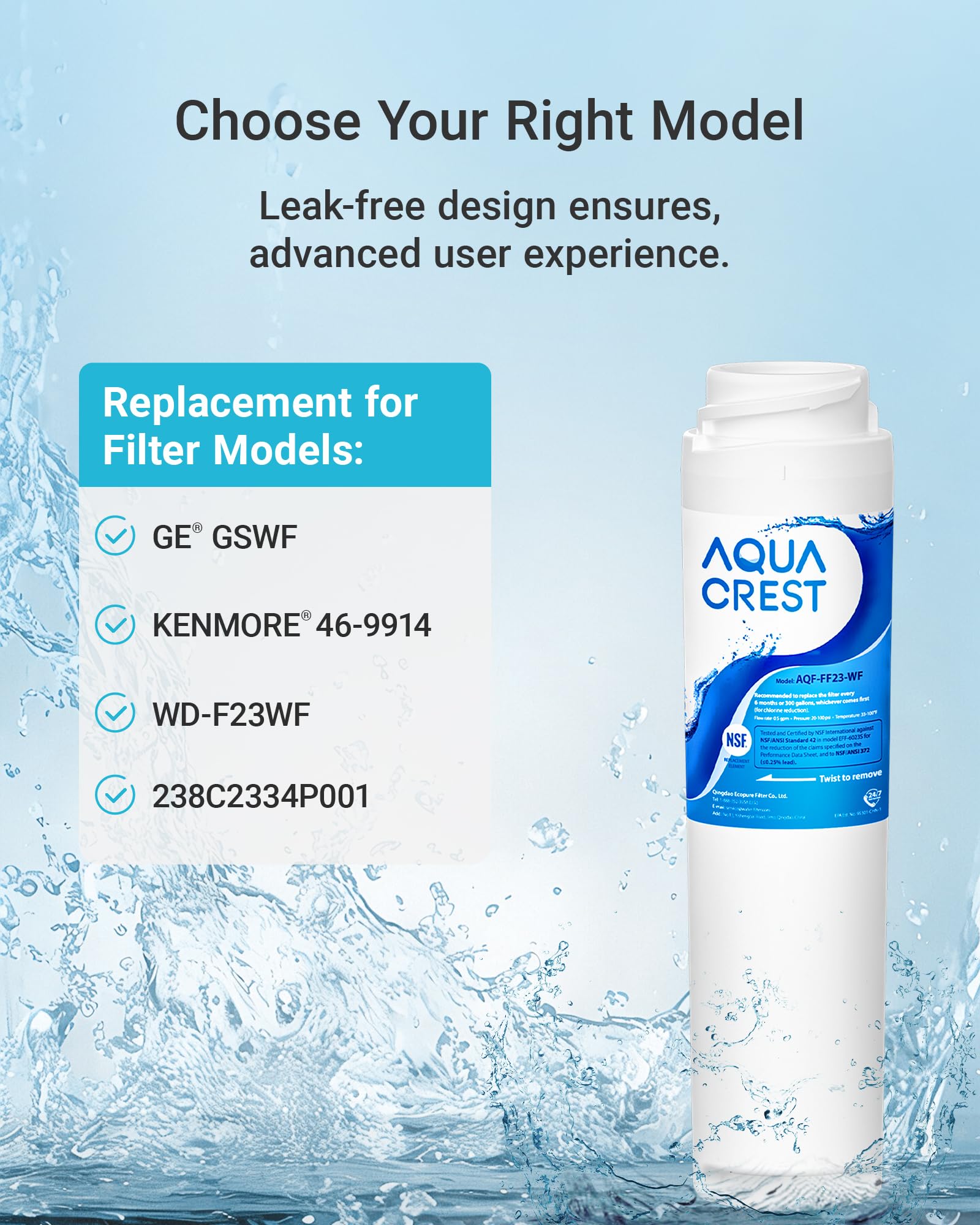 Amazon.com: AQUA CREST GSWF Refrigerator Water Filter, Replacement